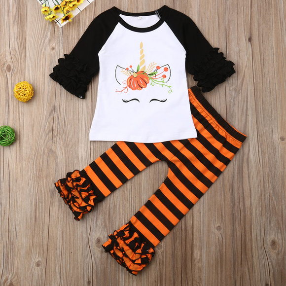 Matching Sets Unicorn Pumpkin Shirt Ruffle Leggings Outfit Set Poshmark